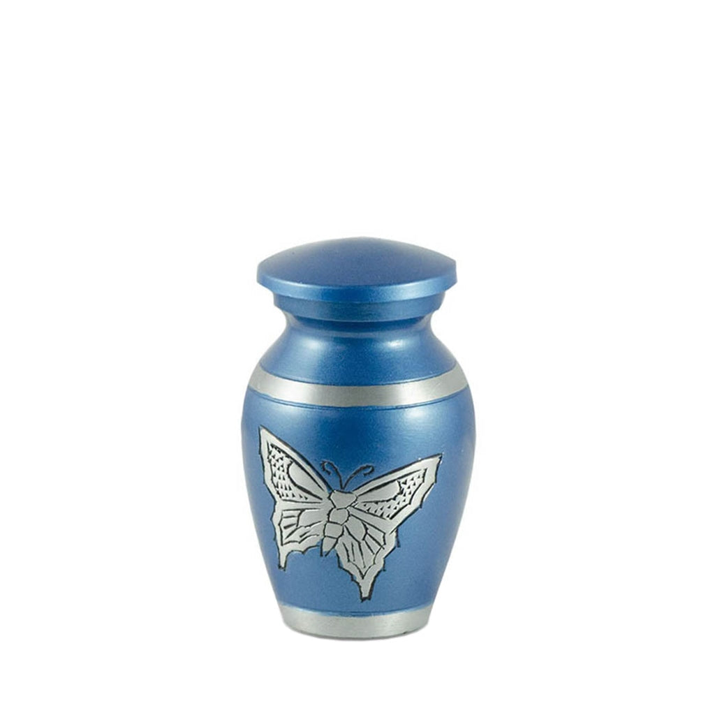 CLEARANCE - KEEPSAKE Alloy urn-2406- BLUE with BUTTERFLY