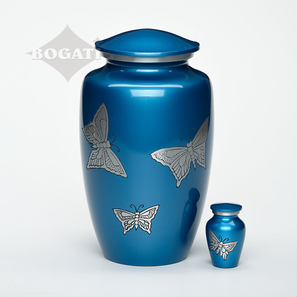 ADULT -Classic Alloy Urn -2415– with engraved BUTTERFLIESx