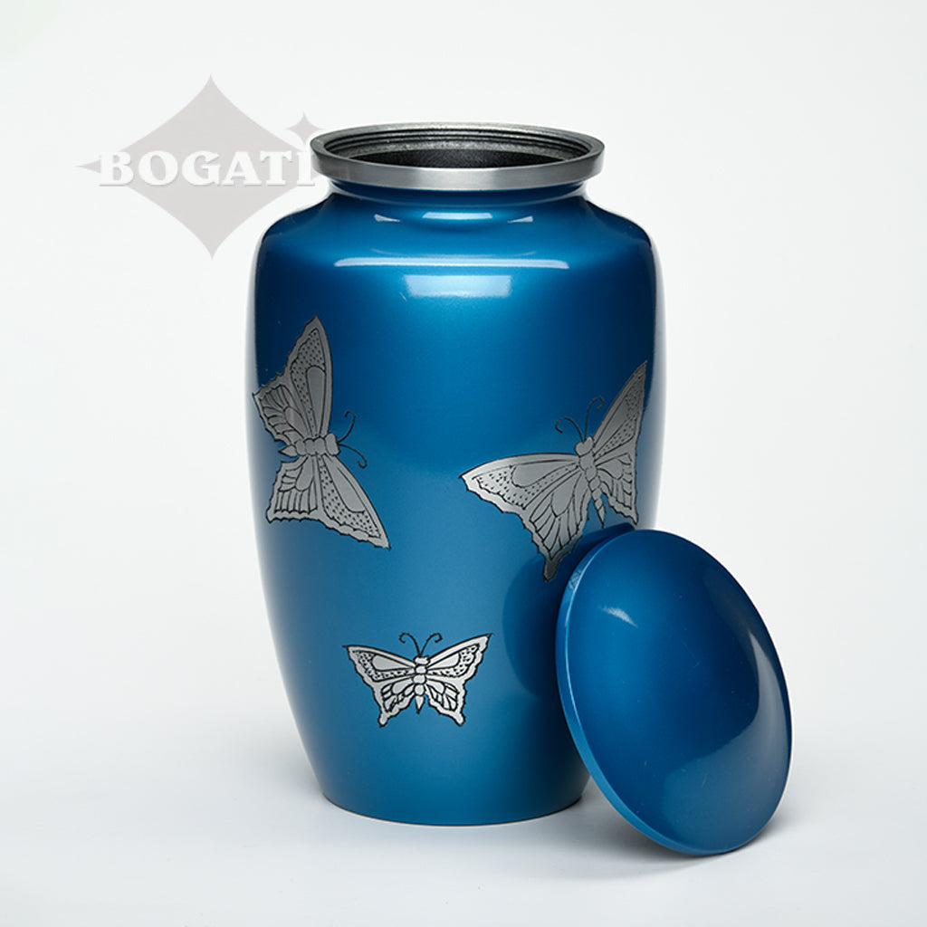 ADULT -Classic Alloy Urn -2415– with engraved BUTTERFLIESx