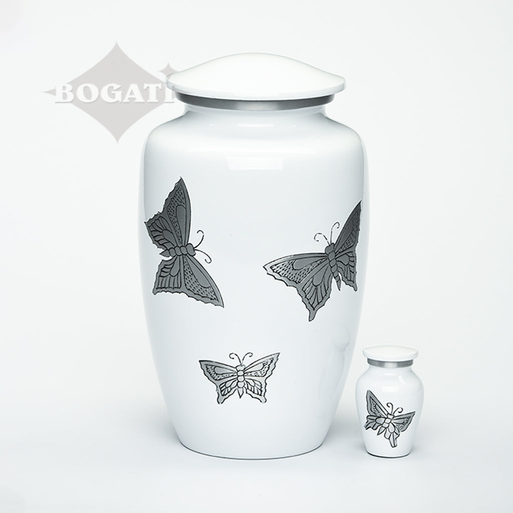 ADULT -Classic Alloy Urn -2415– with engraved BUTTERFLIES