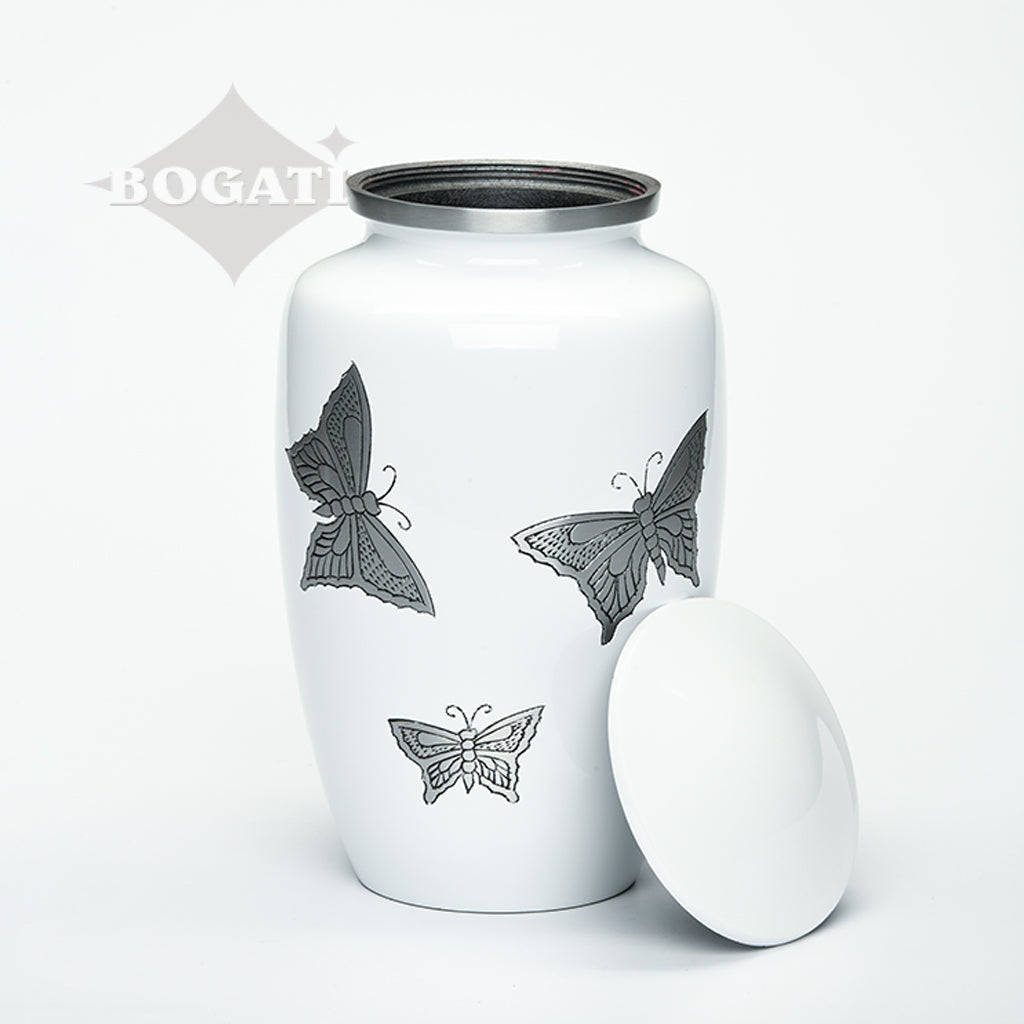 ADULT -Classic Alloy Urn -2415– with engraved BUTTERFLIES
