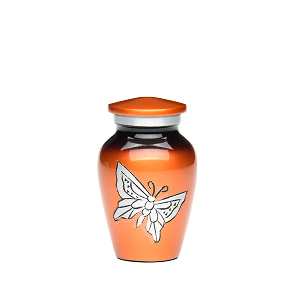 CLEARANCE - KEEPSAKE -Classic Alloy Urn -2415– with engraved BUTTERFLy Rust