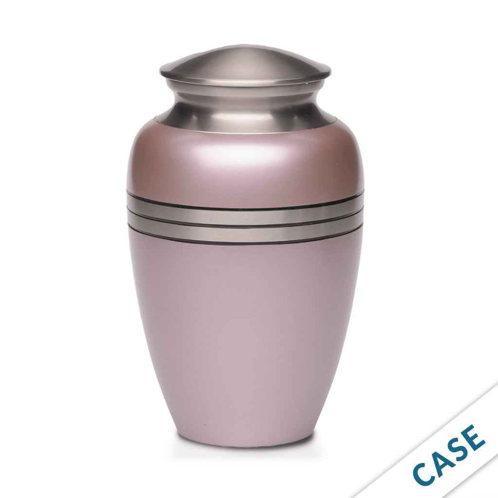 CLEARANCE - ADULT Classic Brass Urn -2480 – Metallic Finish - Three Rings - Case of 4 Pink