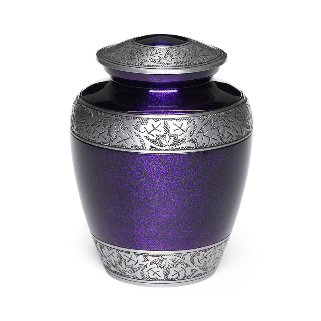 ADULT -Classic Alloy Urn -3246– PURPLE with VINE BAND