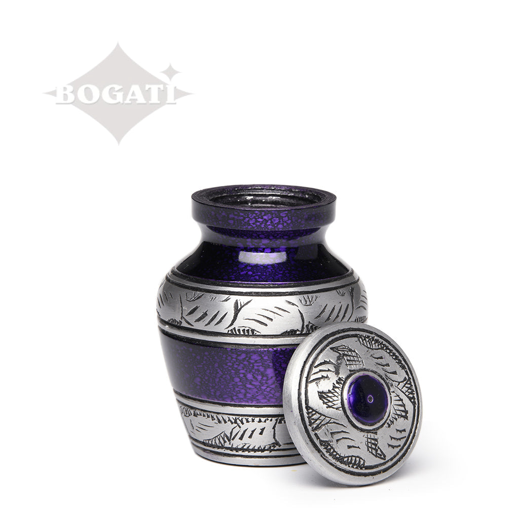 CLEARANCE - KEEPSAKE- Alloy Urn -3246– PURPLE with VINE BAND - Pack of 10