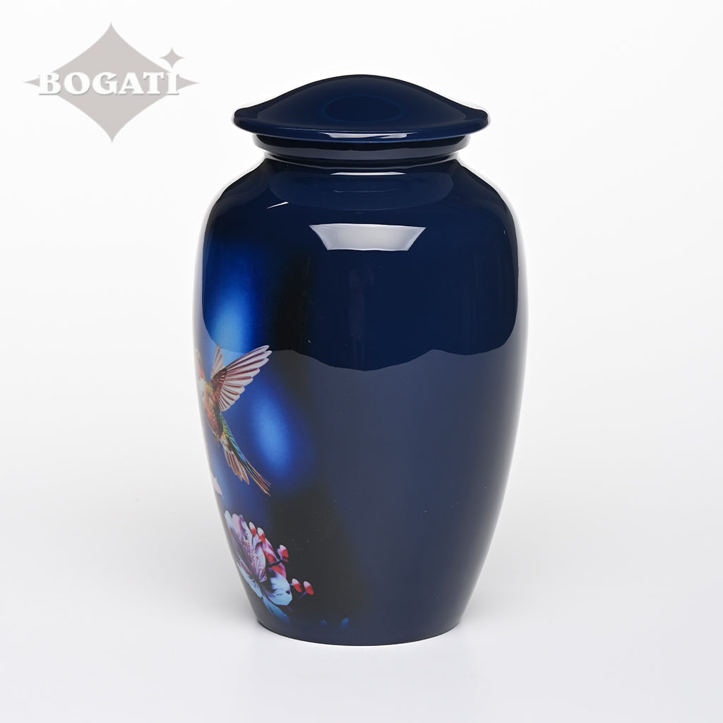 ADULT - Alloy Urn -3350 - Dark Blue Floral Nature Urns