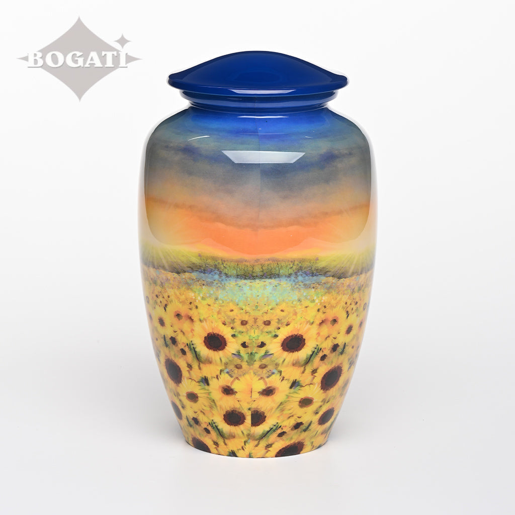 ADULT - Alloy Urn -3372- Sunflower Field at Sunset