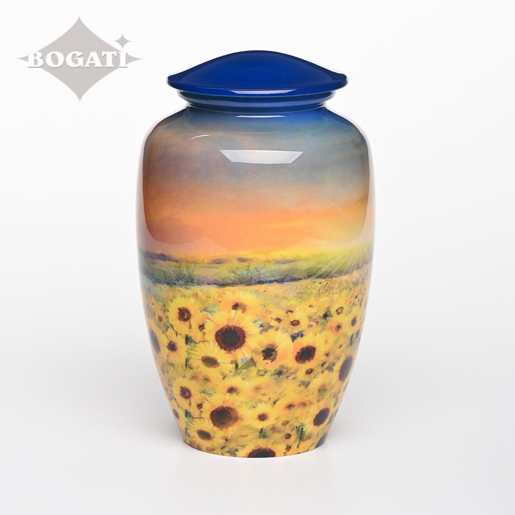 ADULT - Alloy Urn -3372- Sunflower Field at Sunset
