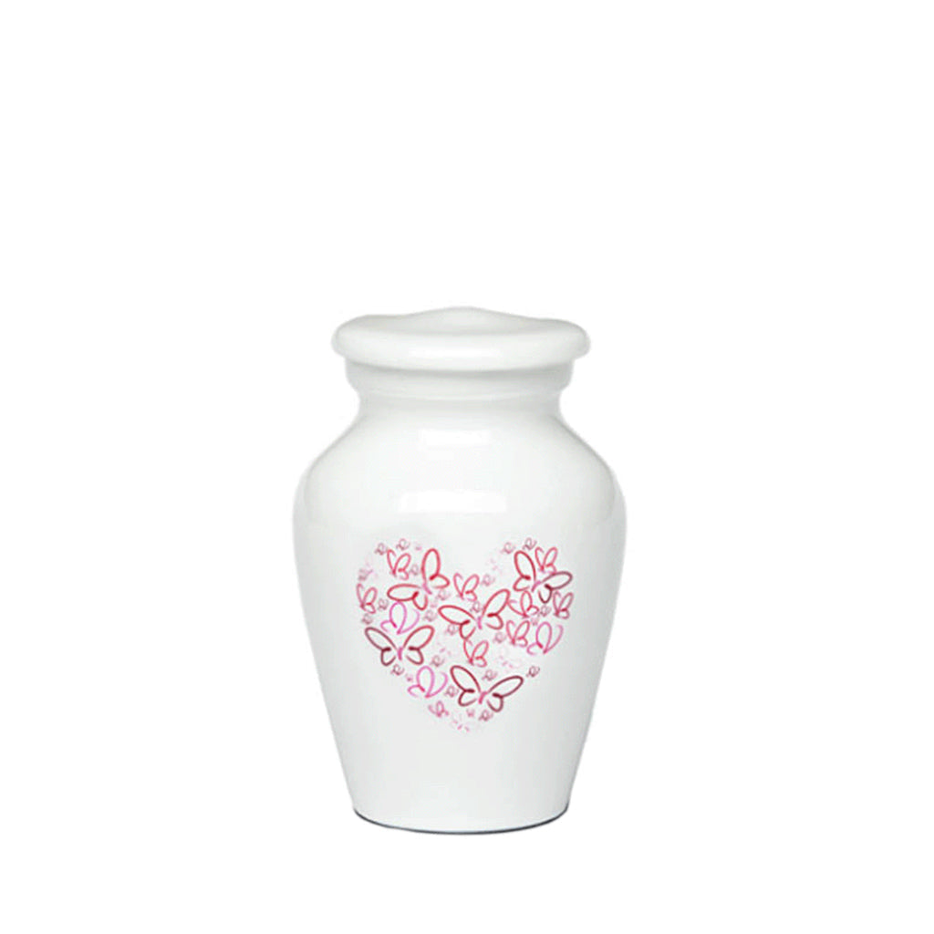 KEEPSAKE - Powder Coated Alloy Urn -4123- Heart with Butterflies - Pack of 10