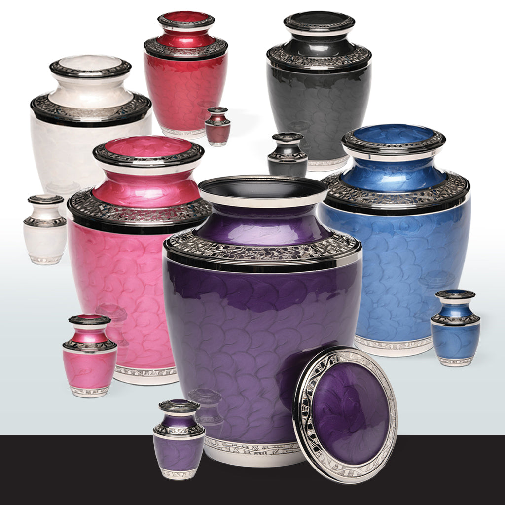 12 SPECIAL ~5-55~ 6x ADULT and 6x KEEPSAKE Nickel plated Brass Urns Default Title