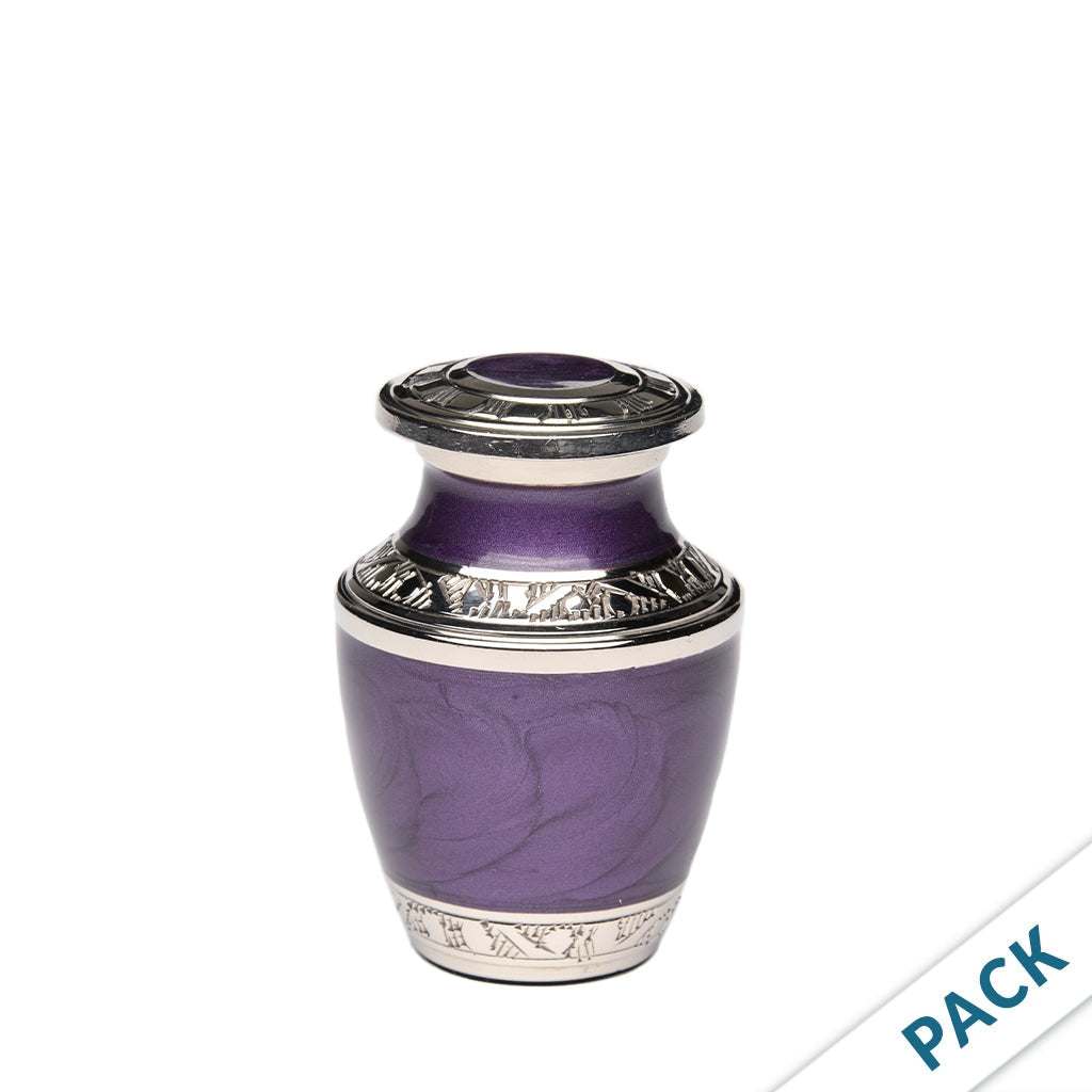 KEEPSAKE - Nickel plated Brass Urn 5-55 Silver Tone Bands - Pack of 10 Purple
