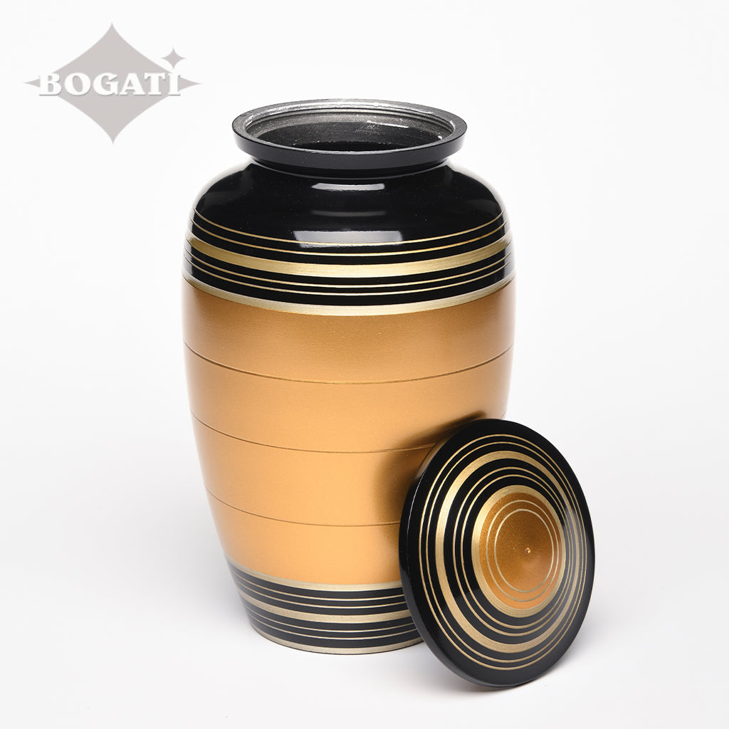 ADULT - Alloy Urn -6174- Bronze, Gold & Black Stripes