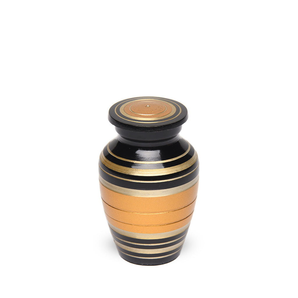 KEEPSAKE - Alloy Urn -6174- Bronze, Gold & Black Stripes