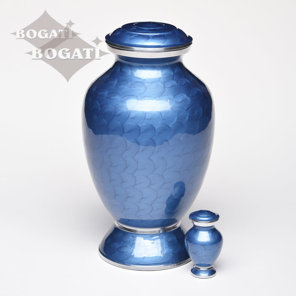 ADULT - Alloy Urn -6176- Blue Enamel Vase-Style