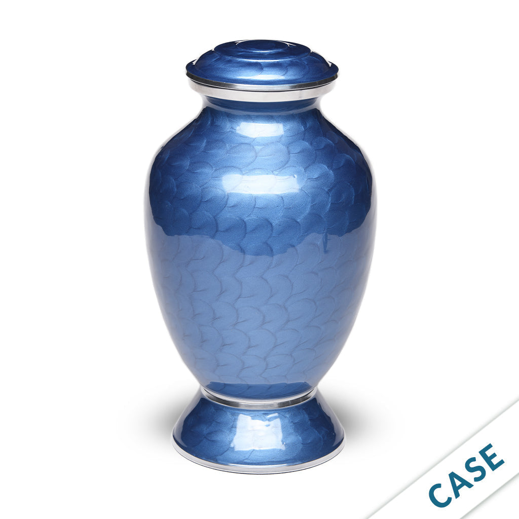 ADULT - Alloy Urn -6176- Blue Enamel Vase-Style - Case of 4