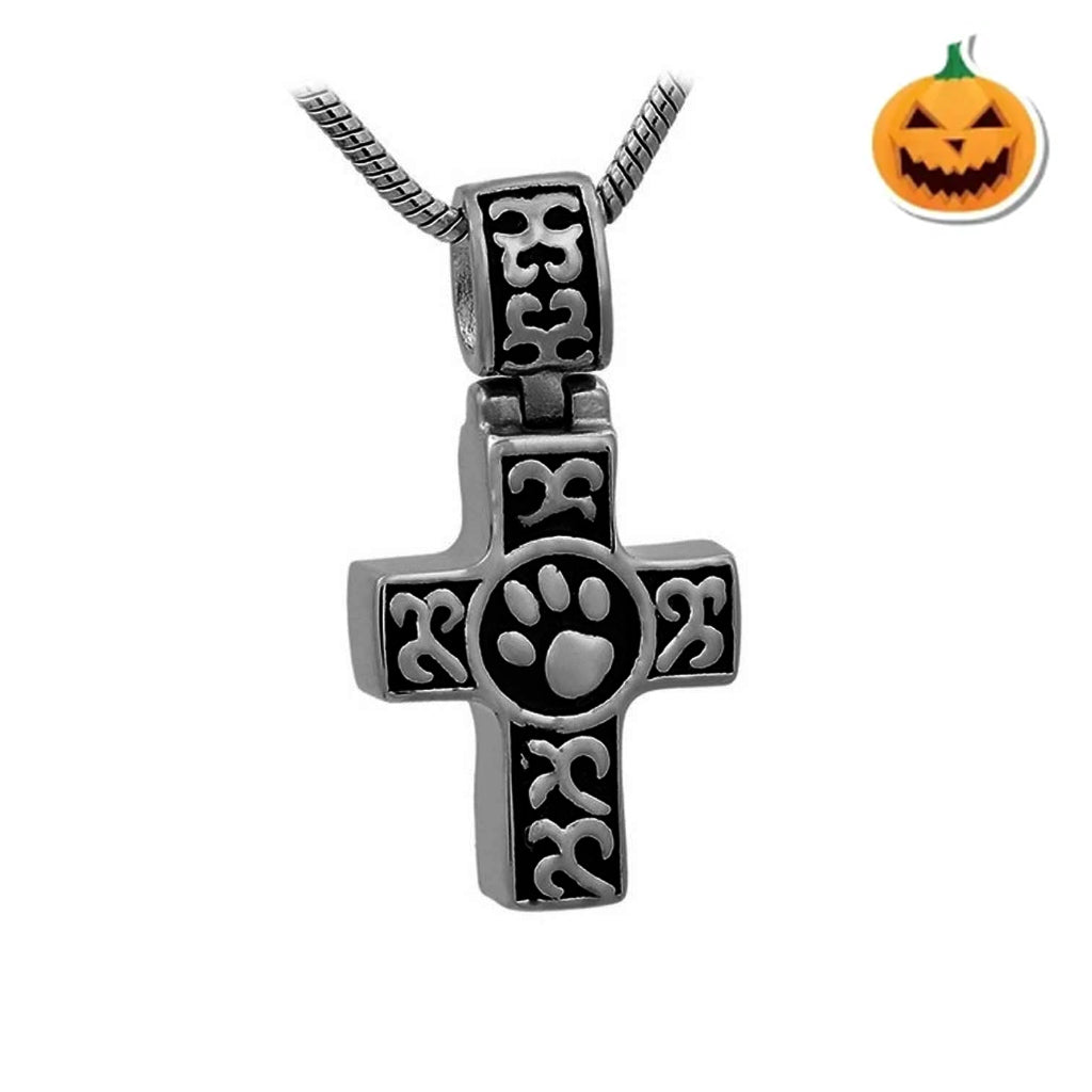J-780 - Celtic Cross with Paw Print - Pendant with Chain