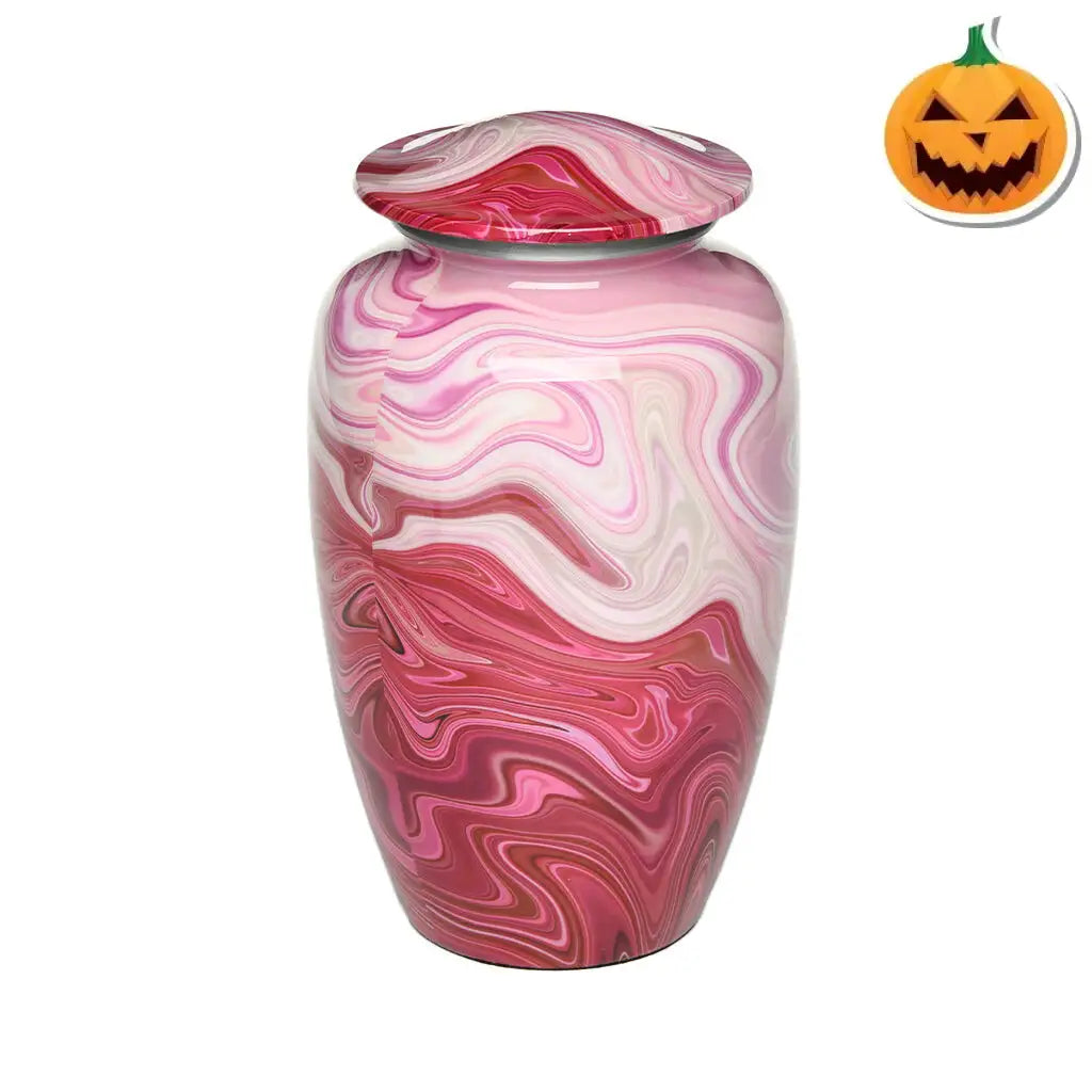 CLEARANCE - ADULT Classic Alloy Urn -9008- Red and Pink Swirl