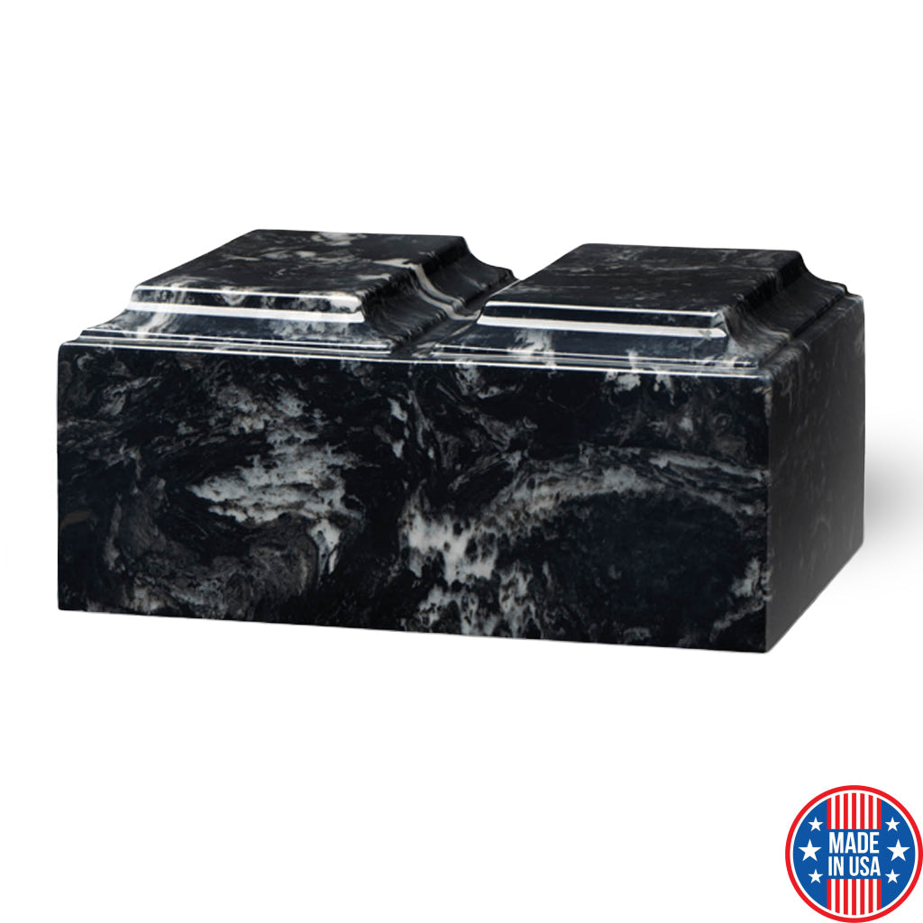 ADULT Cultured Marble Tuscany Double Companion Urn Black Marlin
