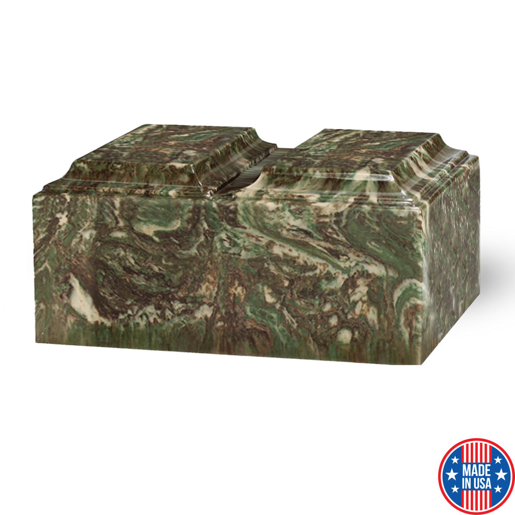 ADULT Cultured Marble Tuscany Double Companion Urn Camo