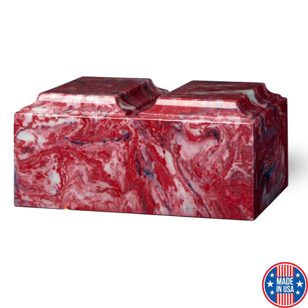 ADULT Cultured Marble Tuscany Double Companion Urn Cherry Red