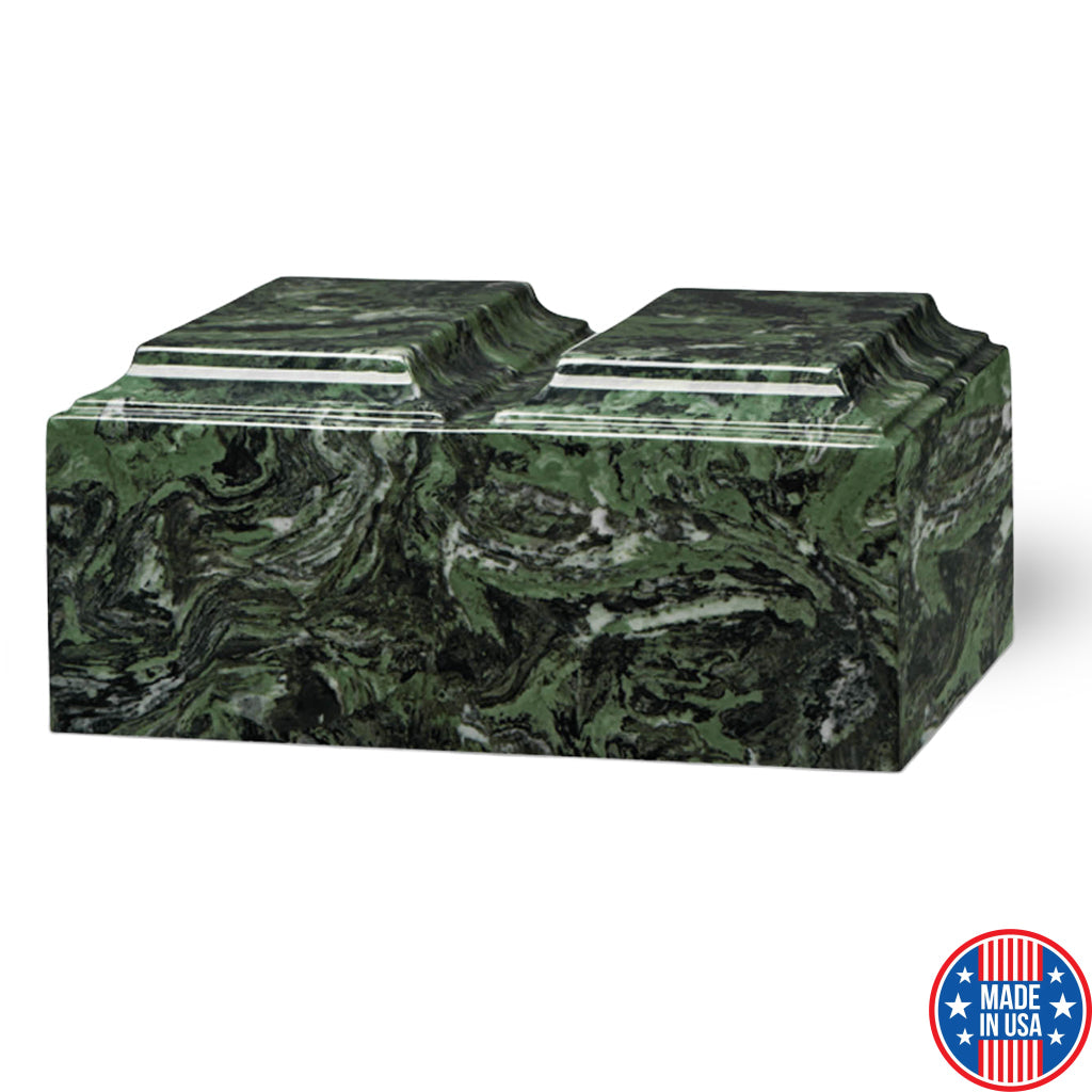 ADULT Cultured Marble Tuscany Double Companion Urn Green Ascota