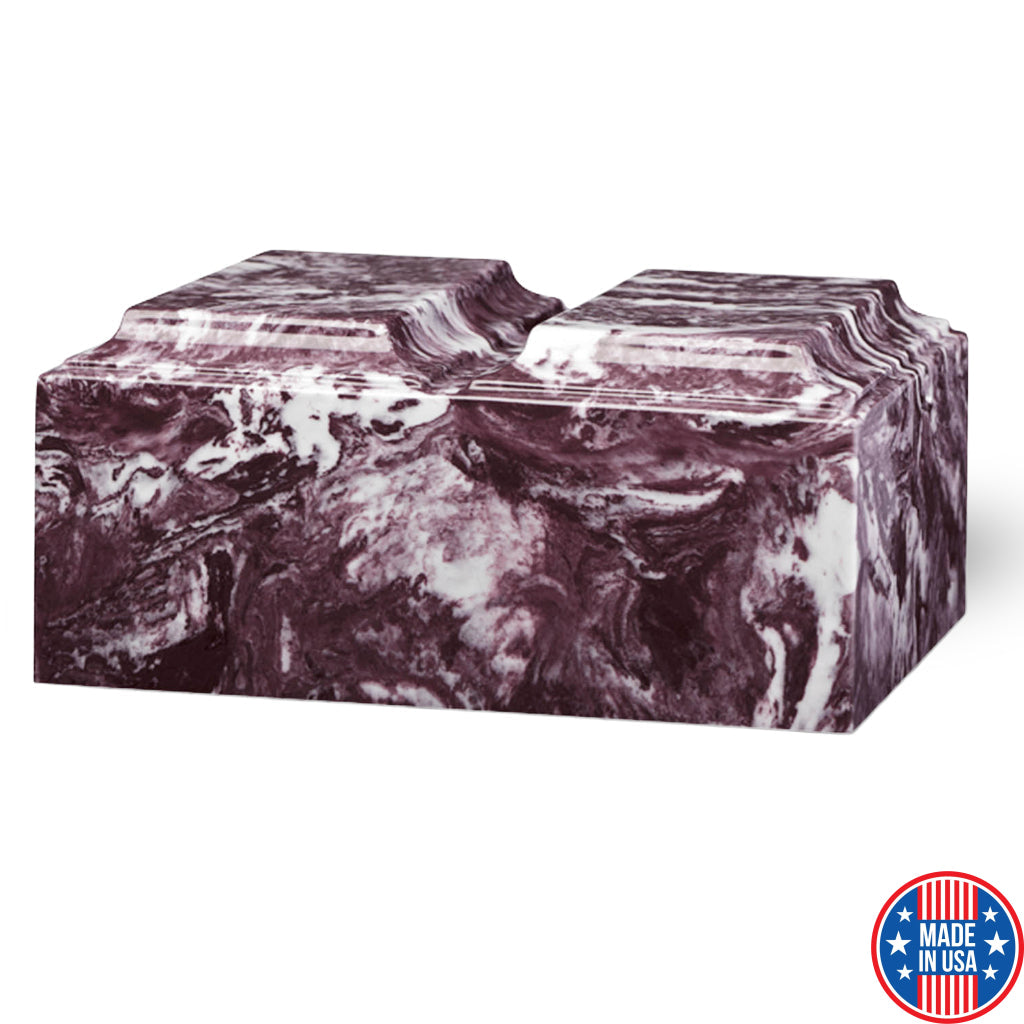 ADULT Cultured Marble Tuscany Double Companion Urn Merlot