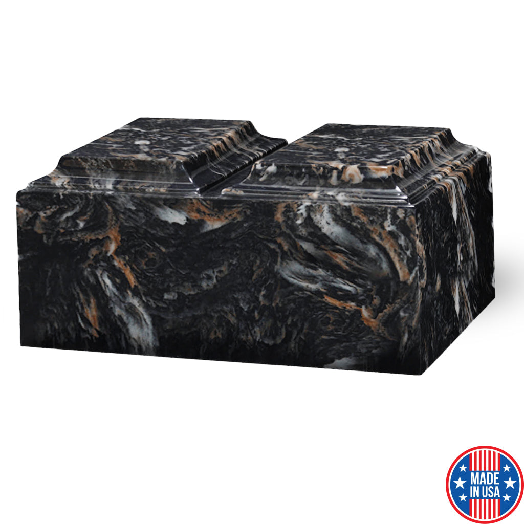 ADULT Cultured Marble Tuscany Double Companion Urn Mission Black