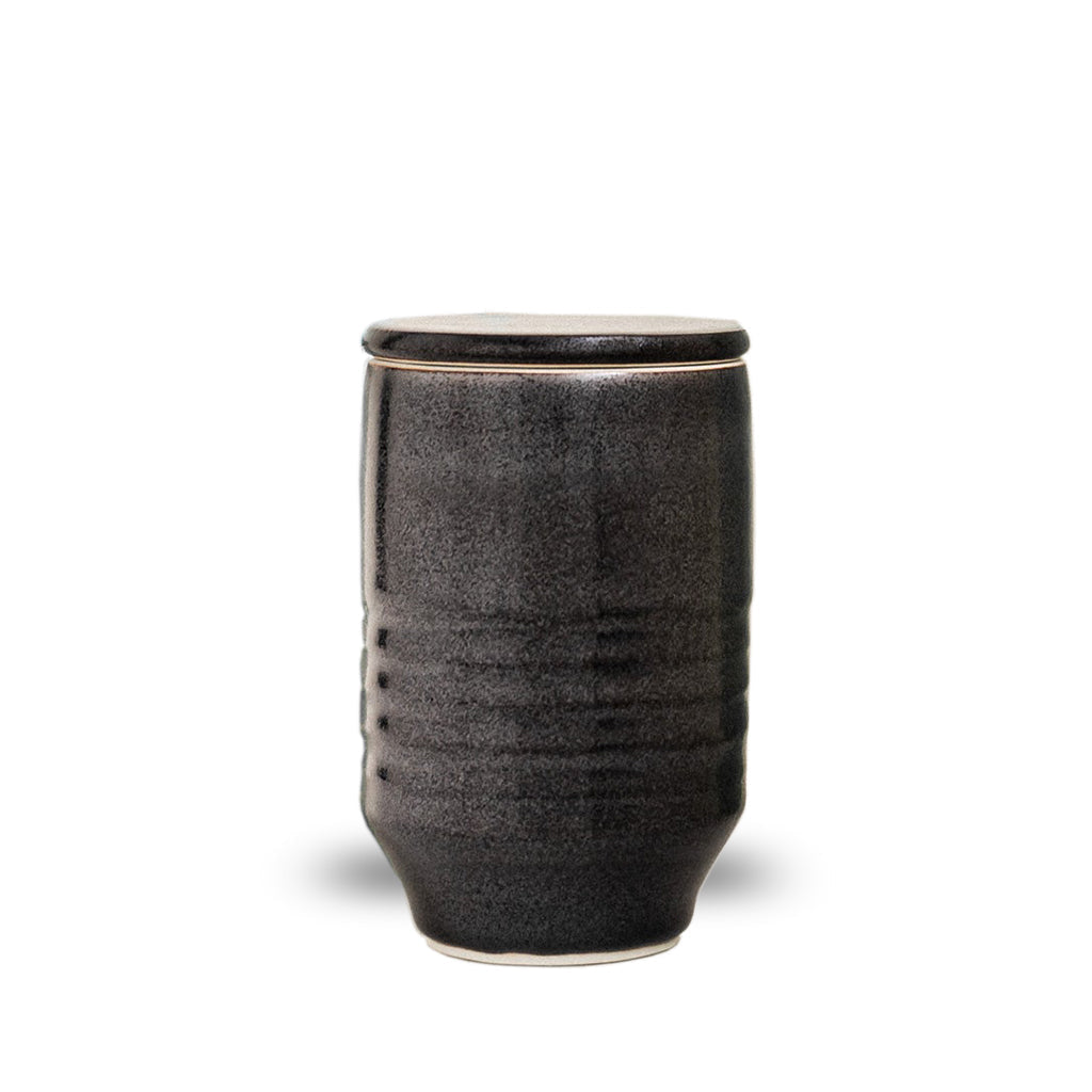 SMALL - Porcelain Urn - Solstice Culp Pottery DUALITY Black