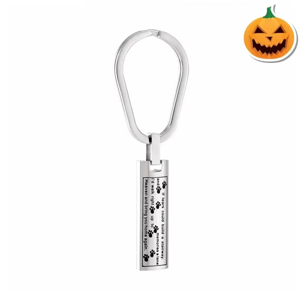 J-137 - Cylinder bar with Poem - Silver-tone - Keychain