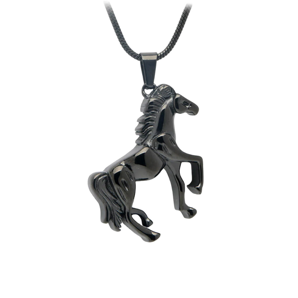 J-1512 Prancing Horse - Pendant with Chain Black