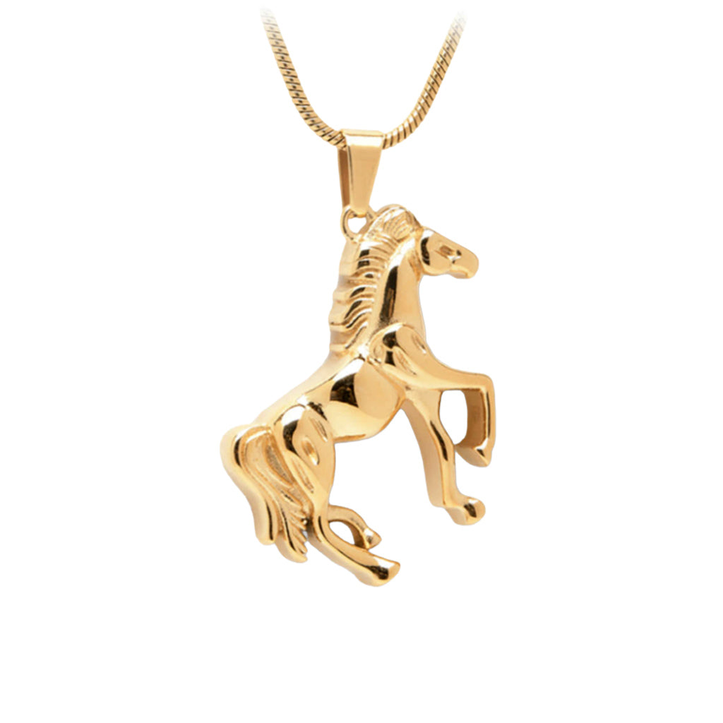 J-1512 Prancing Horse - Pendant with Chain Gold