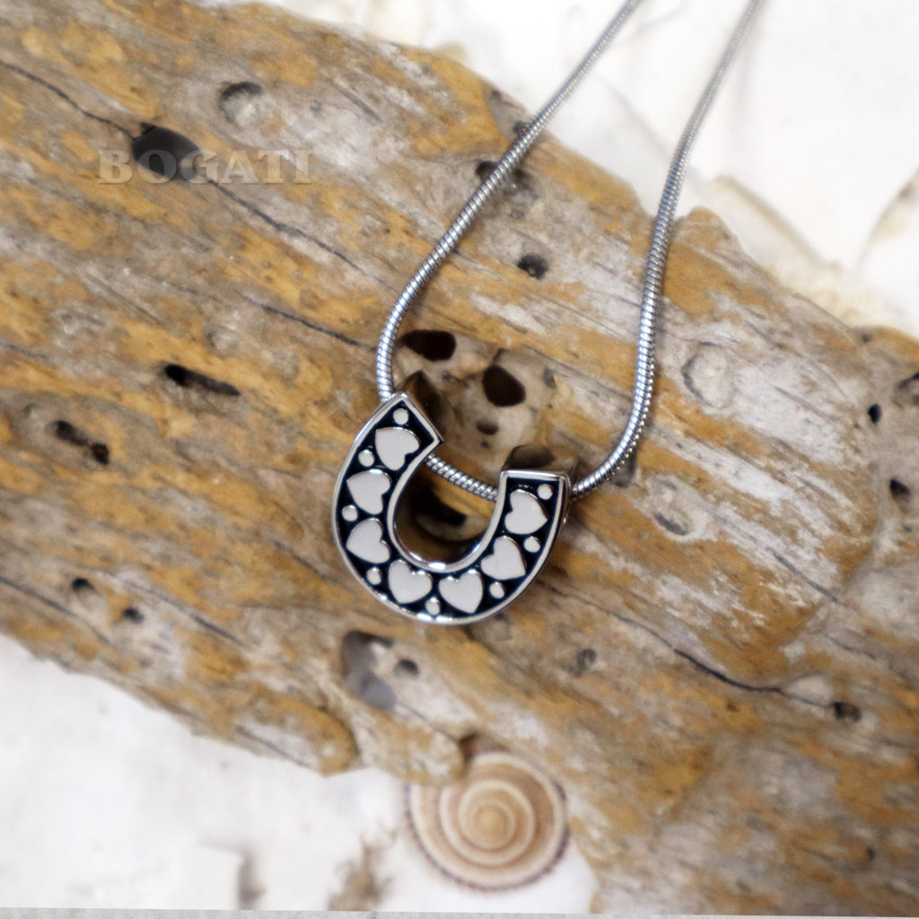 J-1513 - Horseshoe Pendant with Hearts