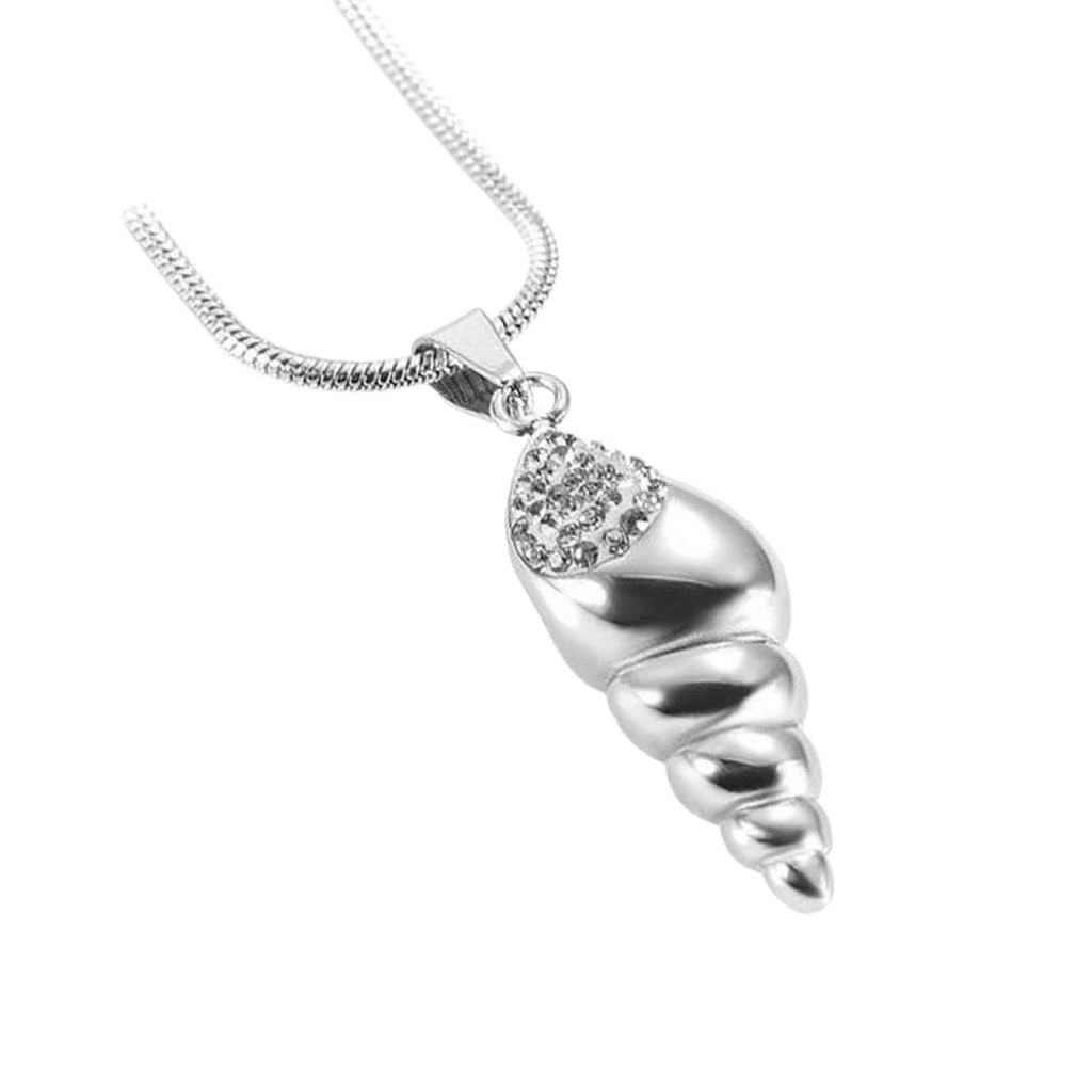 CLEARANCE J-166- Conch Shell with Rhinestones - Pendant with Chain Clear