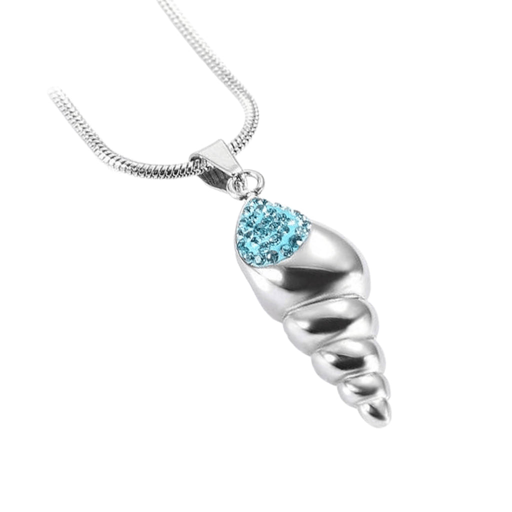 CLEARANCE J-166- Conch Shell with Rhinestones - Pendant with Chain Blue