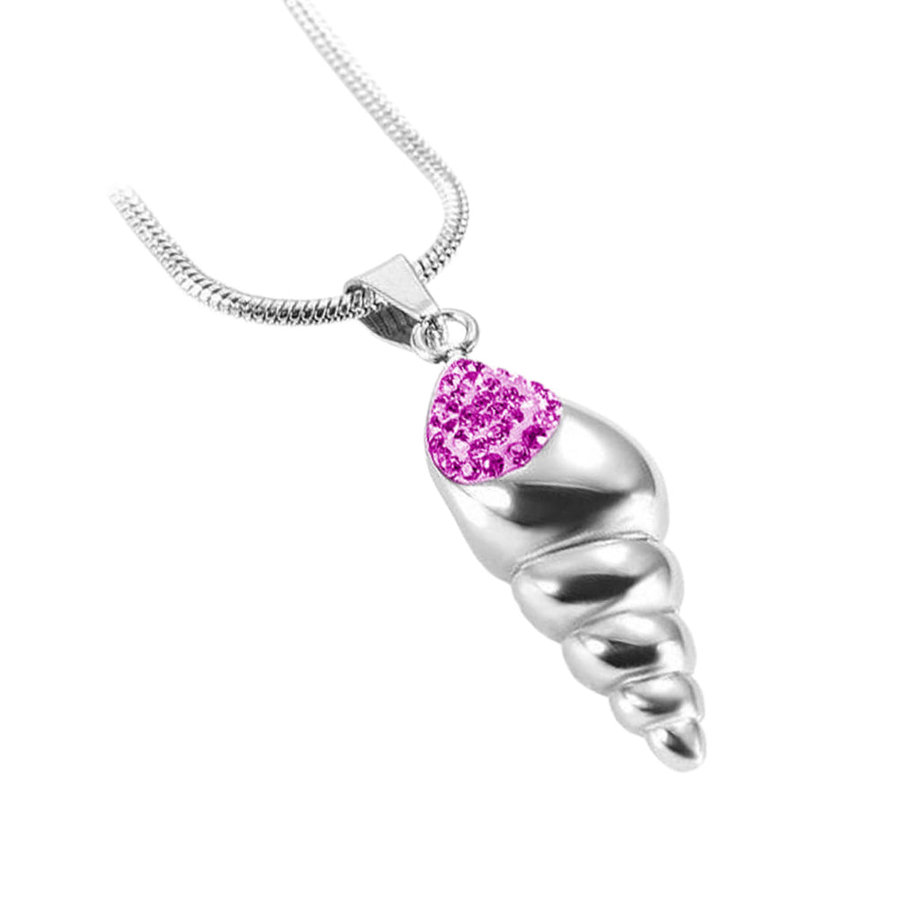 CLEARANCE J-166- Conch Shell with Rhinestones - Pendant with Chain Purple