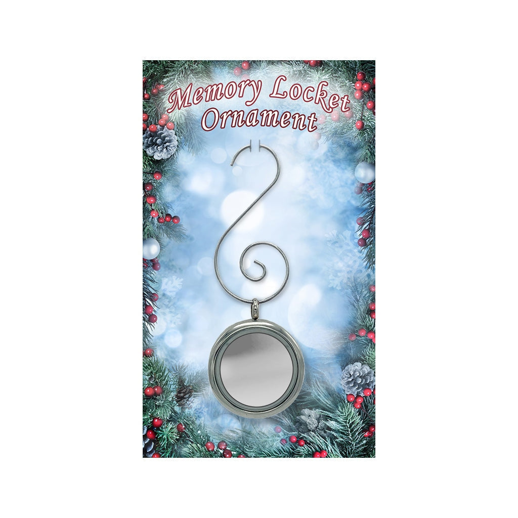 (Christmas themed) J-2060 Cherished Memory Locket Ornament Silver