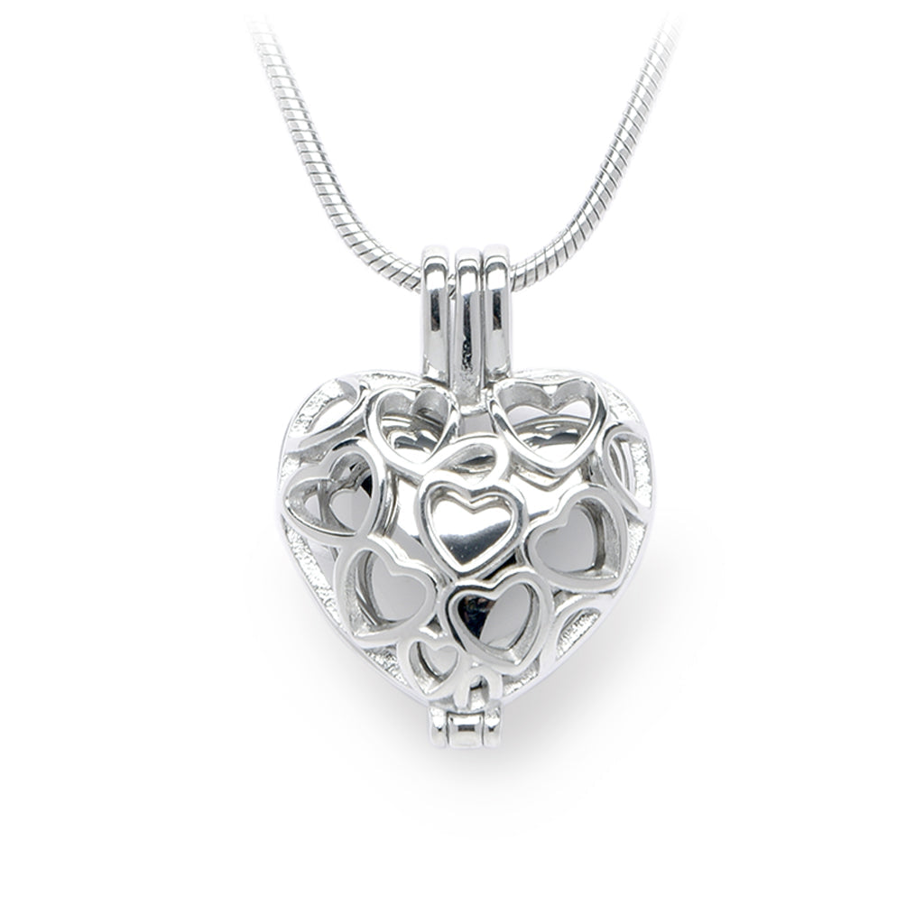 J-2080 - Heart Locket Pendant With Chain Silver