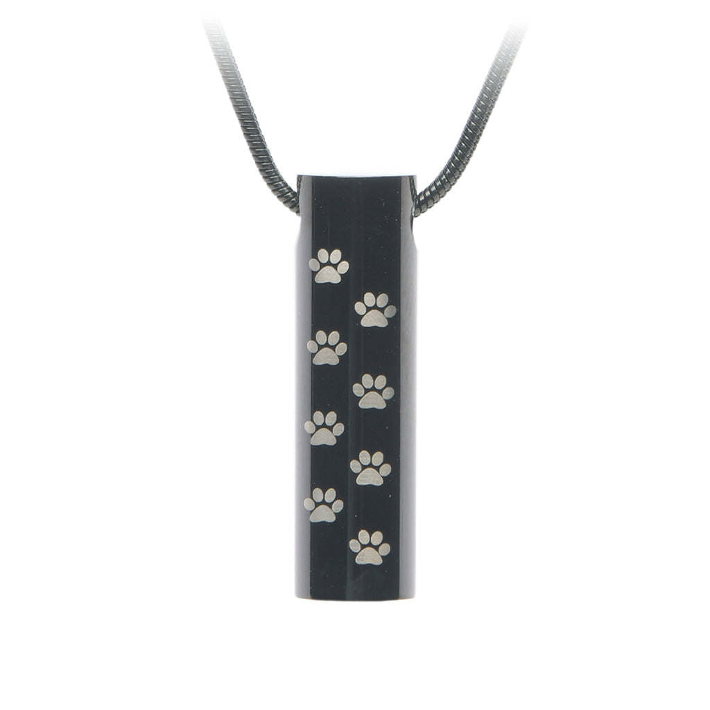 J-222 - Paw cylinder - Pendant with Chain Black