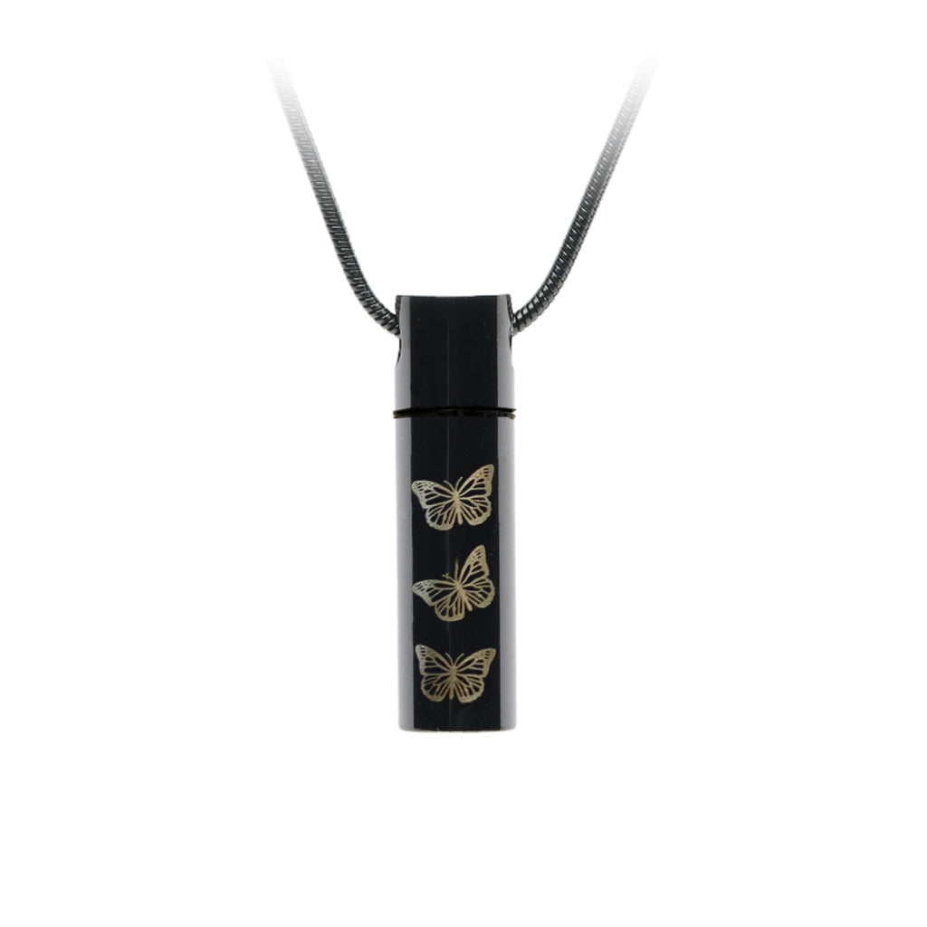 J-301 - Black Cylinder with Three Butterflies