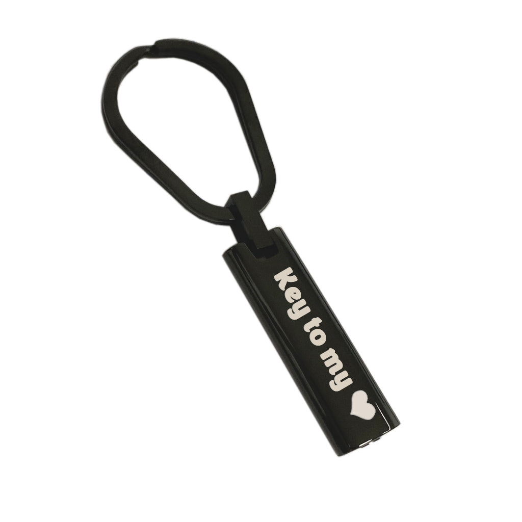 J-411 - Cylinder Bar Keychain Key To My Heart Black