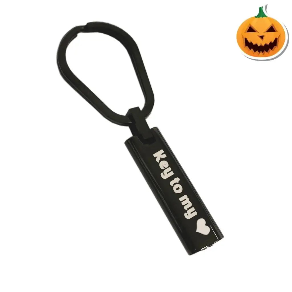 J-411 - Cylinder Bar Keychain Key To My Heart Black