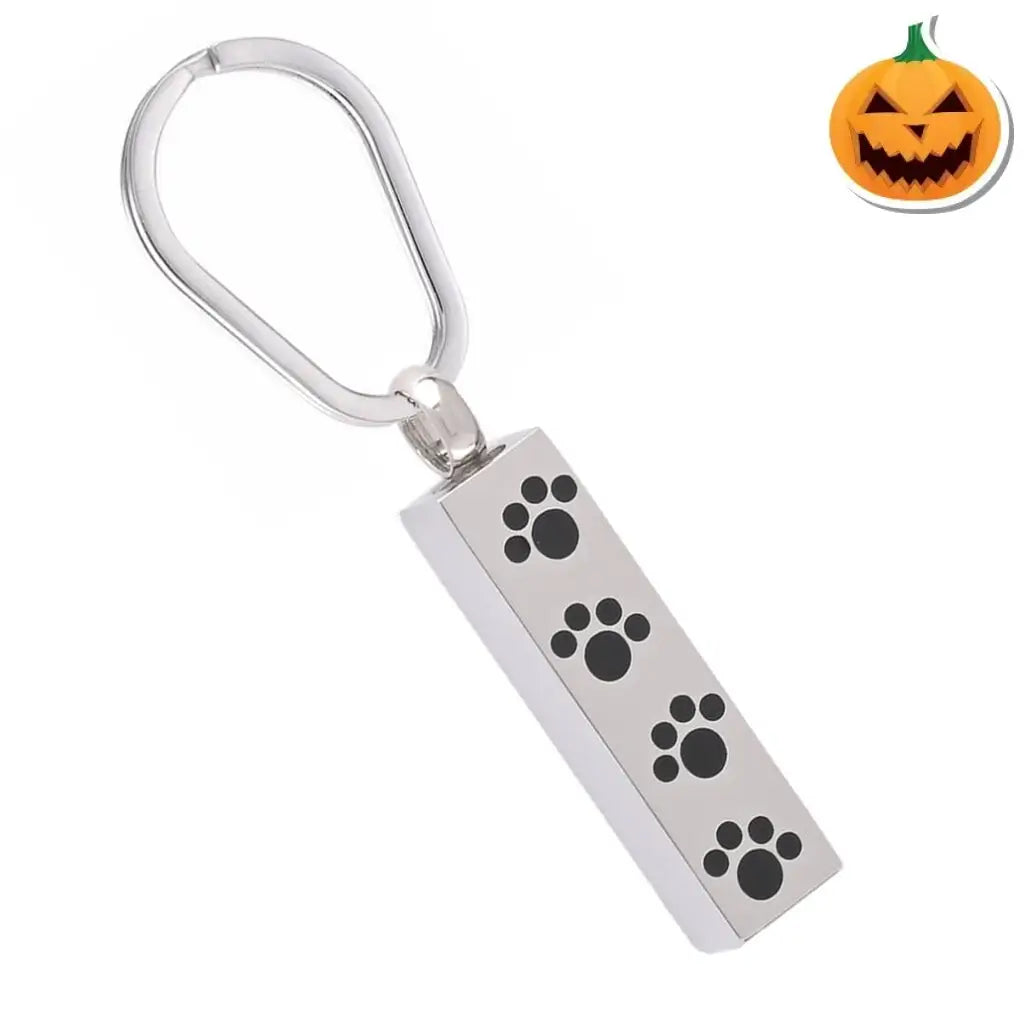 J 600 Bar with Four Paw Prints Keychain