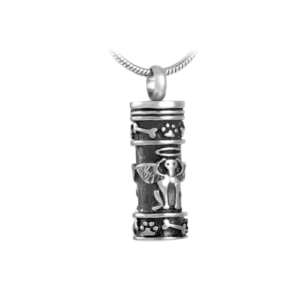 J-628 - Guardian Dog with Paw Prints and Bones - Pendant with Chain