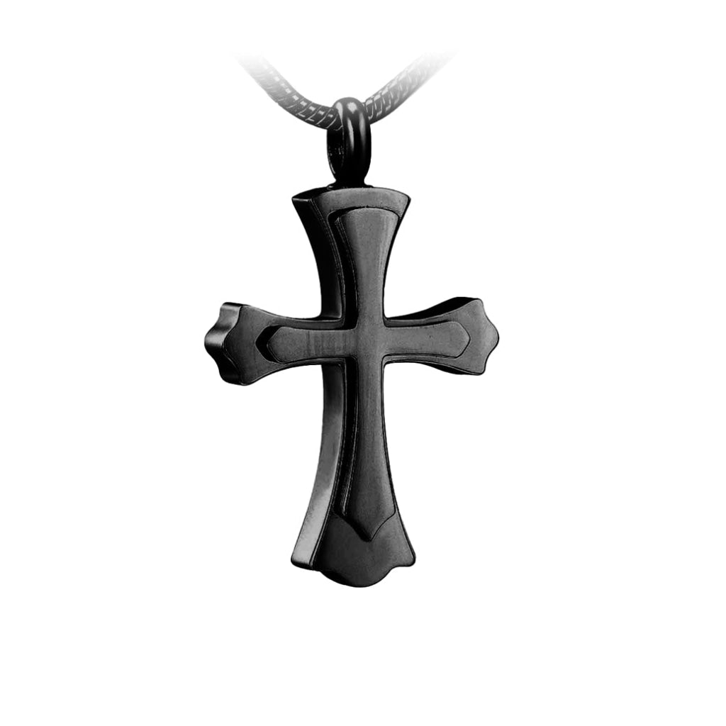 J 632 Templar look Cross Pendant with Chain Black