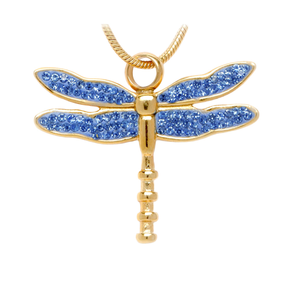 J-7149 - Winged Dragonfly - Pendant with Chain Blue