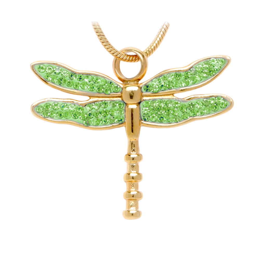 J-7149 - Winged Dragonfly - Pendant with Chain Green