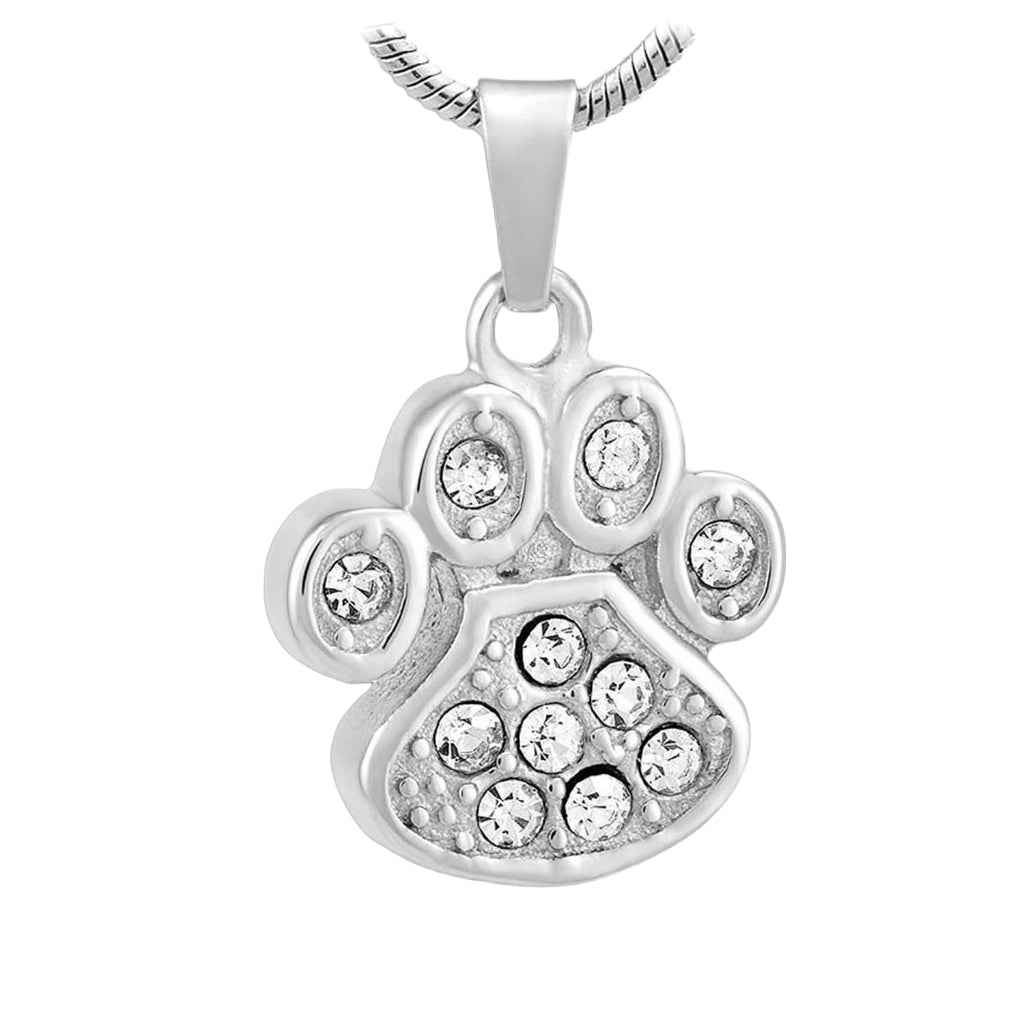 J-756 Paw with Rhinestones – Pendant with Chain Clear