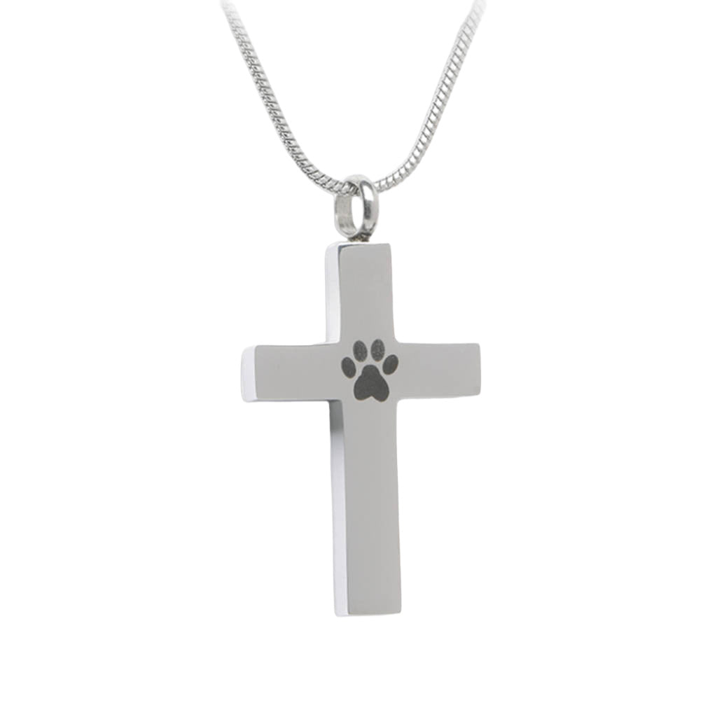J-785 Cross with Pawprint - Pendant with Chain