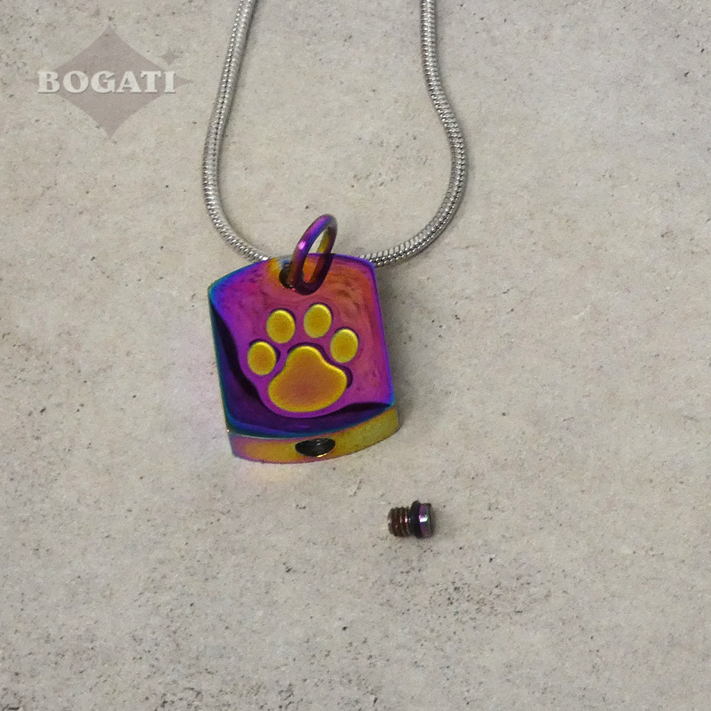 J-8003 Tag With Paw Print - Pendant Chain