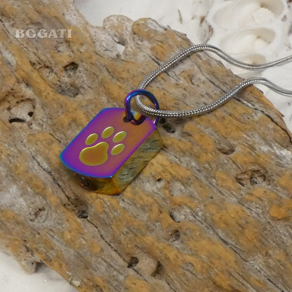 J-8003 Tag With Paw Print - Pendant Chain